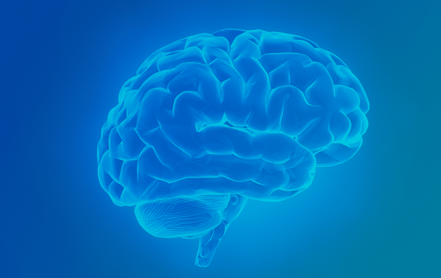 glowing blue brain image