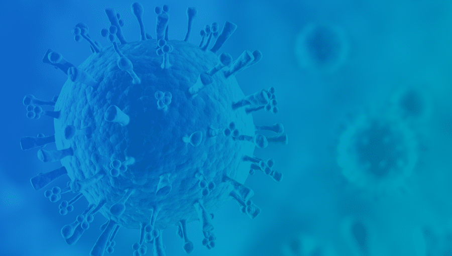 blue stock image of Covid virus