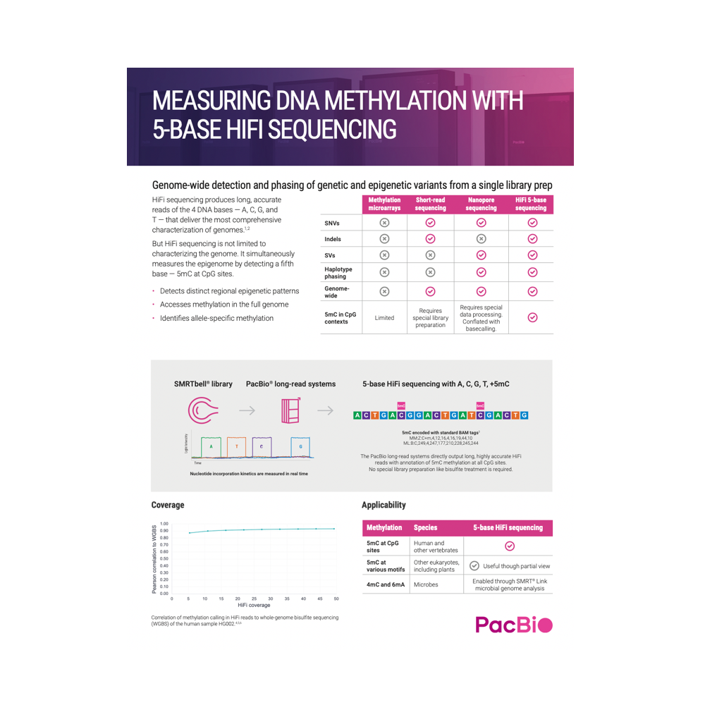 cover of Measuring dna methylation with 5-base HiFi sequencing - PacBio